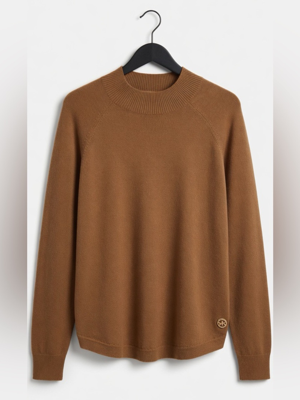 NWT Michael Kors Crewneck Dark Camel Brown Knit Sweater Size L